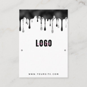 Schwarzer Glitzer Dripping Ohrringe Schmuck Displa Visitenkarte