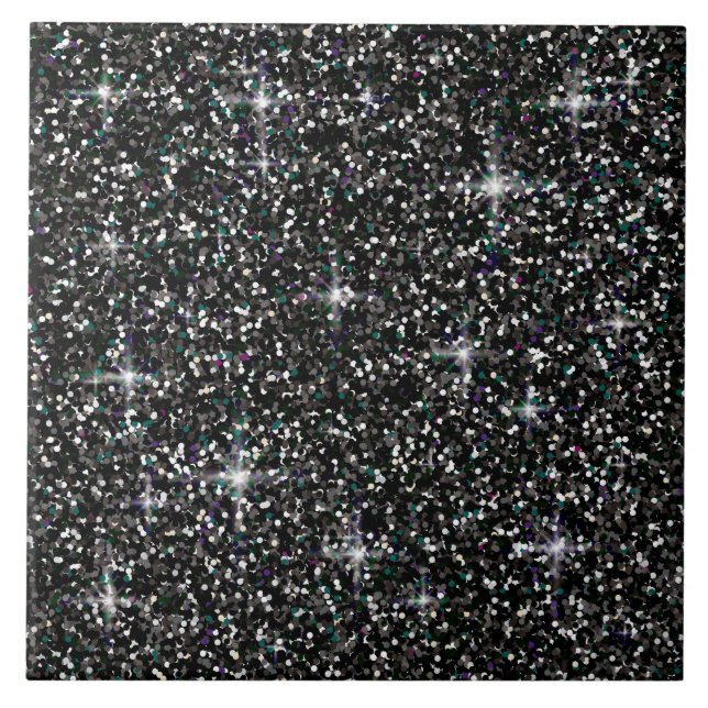 Schwarzer Glitzer Fliese (Vorderseite)