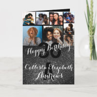 Schwarzer Glitzer Foto Collage Happy Geburtstag
