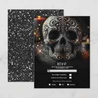 Schwarzer Glitzer Glam Sparkle Skull Gothic UAWG