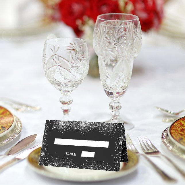 Schwarzer Glitzer Glitzern Hochzeit Platzkarte (Von Creator hochgeladen)