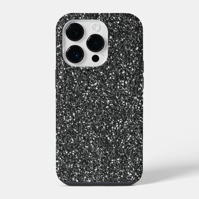 Schwarzer Glitzer iPhone Hülle (Rückseite)
