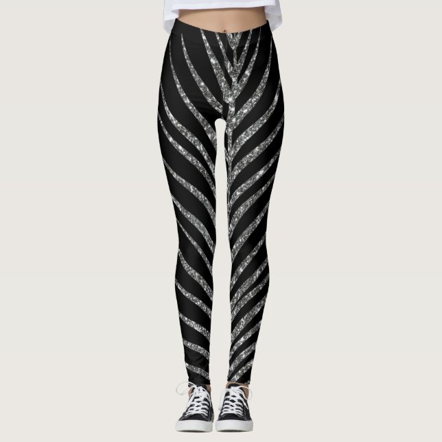 Schwarzer Glitzer Leggings (Vorderseite)