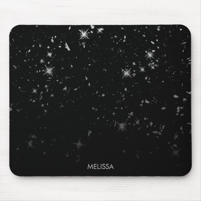 Schwarzer Glitzer Mousepad (Vorne)