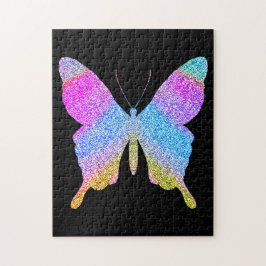Schwarzer Glitzer Schmetterling Spaß Niedlich Puzzle