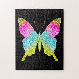 Schwarzer Glitzer Schmetterling Spaß Niedlich Puzzle