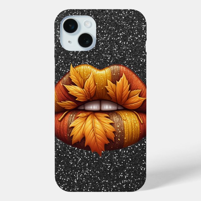 SCHWARZER GLITZER SIEHT MIT GOLD-SCHINNEN LIPS AUS Case-Mate iPhone HÜLLE (Rückseite)