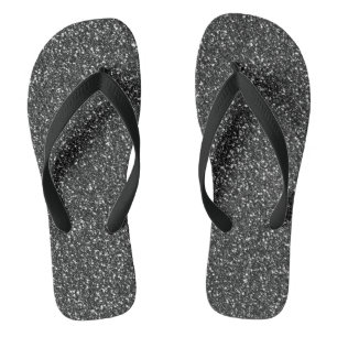 Schwarzer Glitzer Sparkle Glam Flip Flops