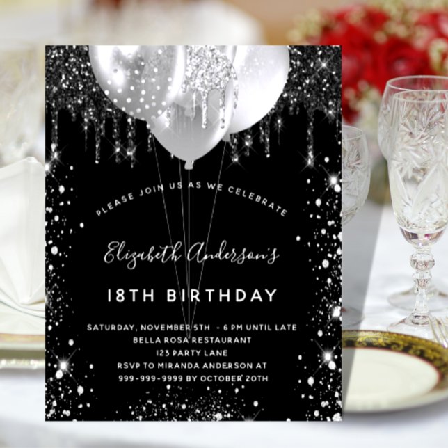 Schwarzer Glitzer Staubballons zum Geburtstag (Von Creator hochgeladen)