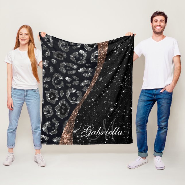 Schwarzer Glitzer und Leopard Fleecedecke (Beispiel)