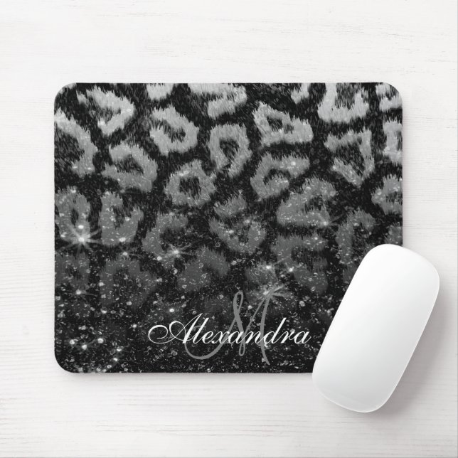 Schwarzer Glitzer und Leopard Mousepad (Mit Mouse)