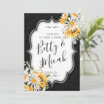 Schwarzer Glitzer und Sonnenblumen Hochzeit