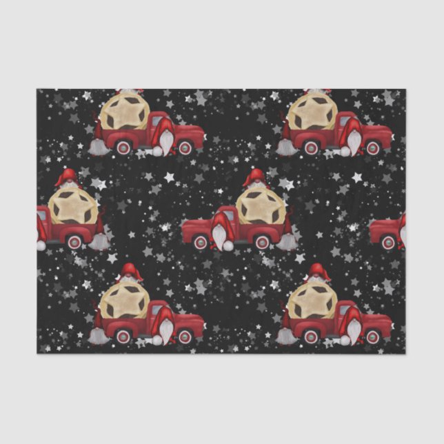 Schwarzer Glitzer Weihnachtsbummel mit rotem LKW-P Seidenpapier (Vorderseite)