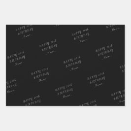 Schwarzer glücklicher Geburtstag Geschenkpapier Set