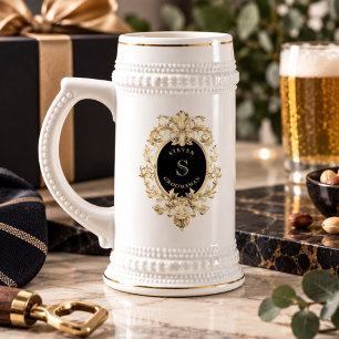Schwarzer Gold Barock Trauzeuge Bierkrug Bierglas