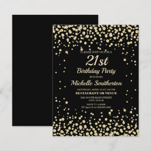 Schwarzer Gold-Diamant-Glitter-Frauen-21. Geburtst Karte