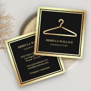 Schwarzer Gold Kleiderbügel Mode Stylist Quadratische Visitenkarte