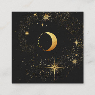*~* Schwarzer Gold Luna Lunar Stars Mystischer Mon Quadratische Visitenkarte