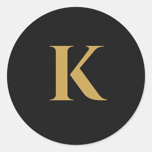 Schwarzer Gold-Monogramm-Aufkleber K Runder Aufkleber (Vorderseite)