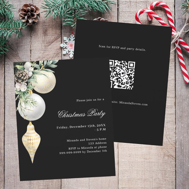 Schwarzer Gold-QR-Code für Weihnachtsfeier-Einladu (Von Creator hochgeladen)