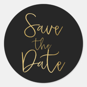 Schwarzer & Gold Schrift SAVE THE DATE Aufkleber