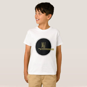 Schwarzer Gold-Trommler-Monogramm T-Shirt