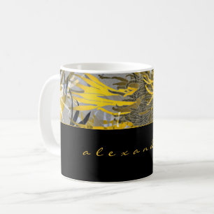 Schwarzer Gold und Abstrakter Blume  Name  Skript Kaffeetasse