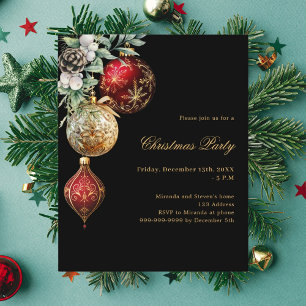 Schwarzer Goldbaum Weihnachts-Party Einladung