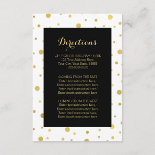 Schwarzer Goldconfetti-Hochzeits-Richtungs-Einsatz Begleitkarte