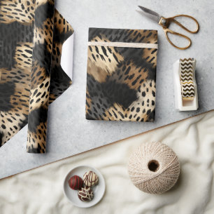 Schwarzer Goldcreme-Leoparden-Tierdruck-Geburtstag Geschenkpapier