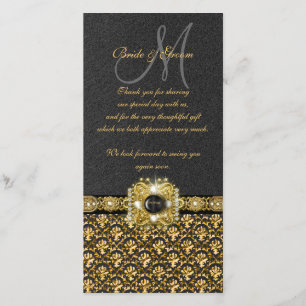 Schwarzer Golddamast "danken Ihnen " Dankeskarte