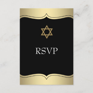 Schwarzer Golddavidsstern Bar Mitzvah UAWG RSVP Karte