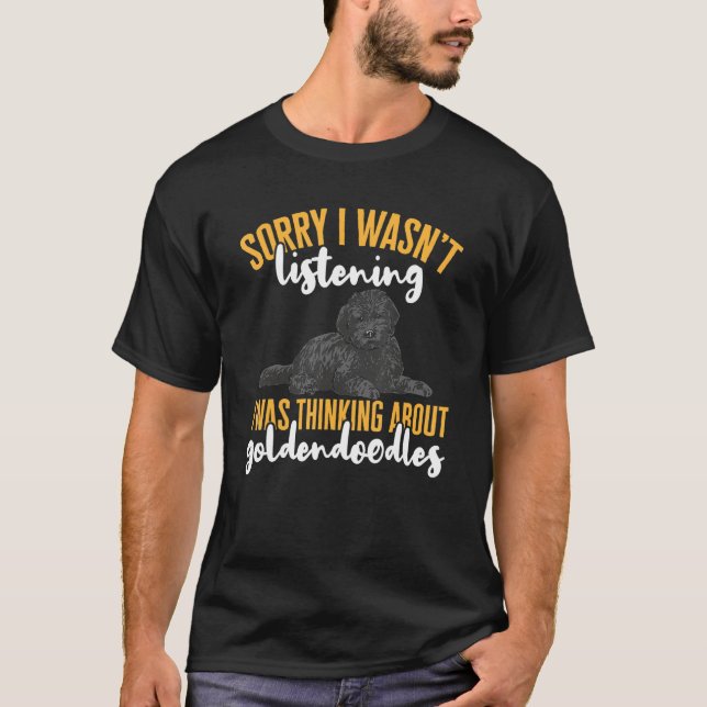 Schwarzer Goldendoodle-Hund Kotoodle T-Shirt (Vorderseite)