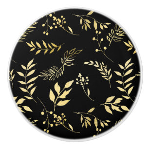 Schwarzer & Goldener Botanischer Glamour Glam Chic Keramikknauf
