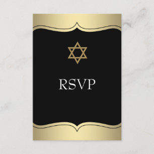 Schwarzer Goldener Davidstern Bar Mitzvah-Zusage RSVP Karte