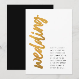 Schwarzer goldener Foil Moderne, einfache Hochzeit Einladung