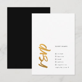 Schwarzer goldener Foil Moderne, einfache Hochzeit RSVP Karte