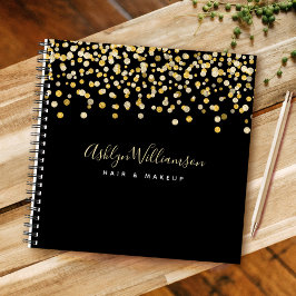 Schwarzer goldener Glitzer dots Haarstylistin Make Notizbuch