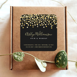 Schwarzer goldener Glitzer dots Haarstylistin Make Quadratischer Aufkleber