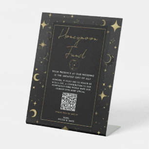 Schwarzer & Goldener Himmel Mond Sterne Flitterwoc Sockelschild