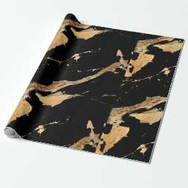 Schwarzer goldener Marmor Gemustert Geschenkpapier