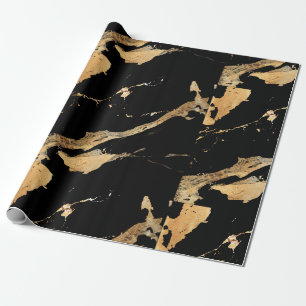 Schwarzer goldener Marmor Gemustert Geschenkpapier