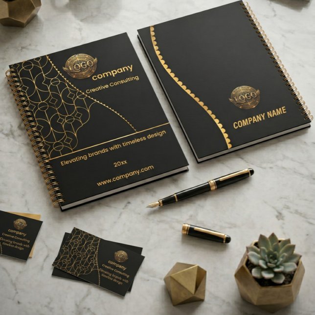 Schwarzer & Goldener Planer mit anpassbarem Logo (Von Creator hochgeladen)