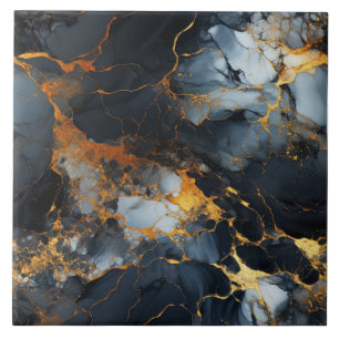 Schwarzer, goldener und eisig weißer Marmor Fliese
