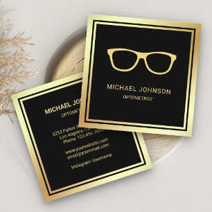 Schwarzer Goldfoil Eyeglasses Augenarzt Optometrik Quadratische Visitenkarte