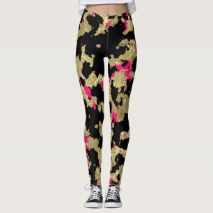 Schwarzer GoldGlitzer-heißes Rosa-abstrakter Leggings