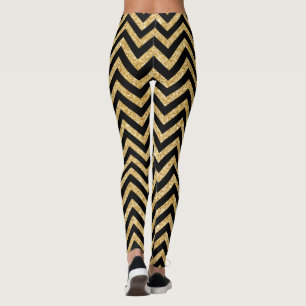 Schwarzer GoldGlitzer-Zickzack Stripes Zickzack Leggings