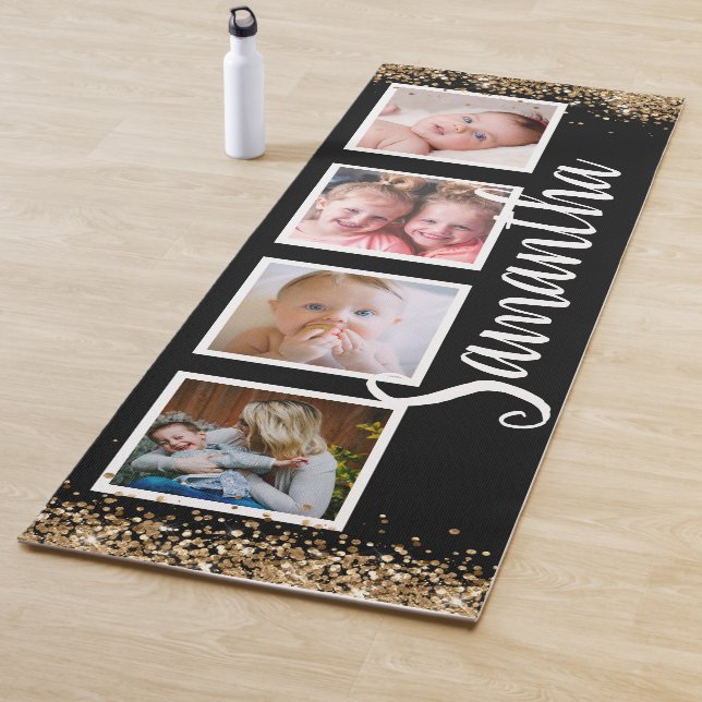 Schwarzer Goldkiefer-Foto-Collage individuelle Nam Yogamatte (Beispiel)