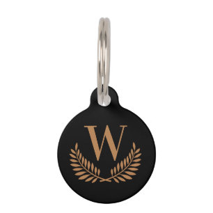 Schwarzer Goldkranz-Monogramm Haustiermarke