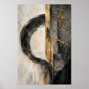 Schwarzer Goldkreis und Botanische Abstrakte Wandk Poster